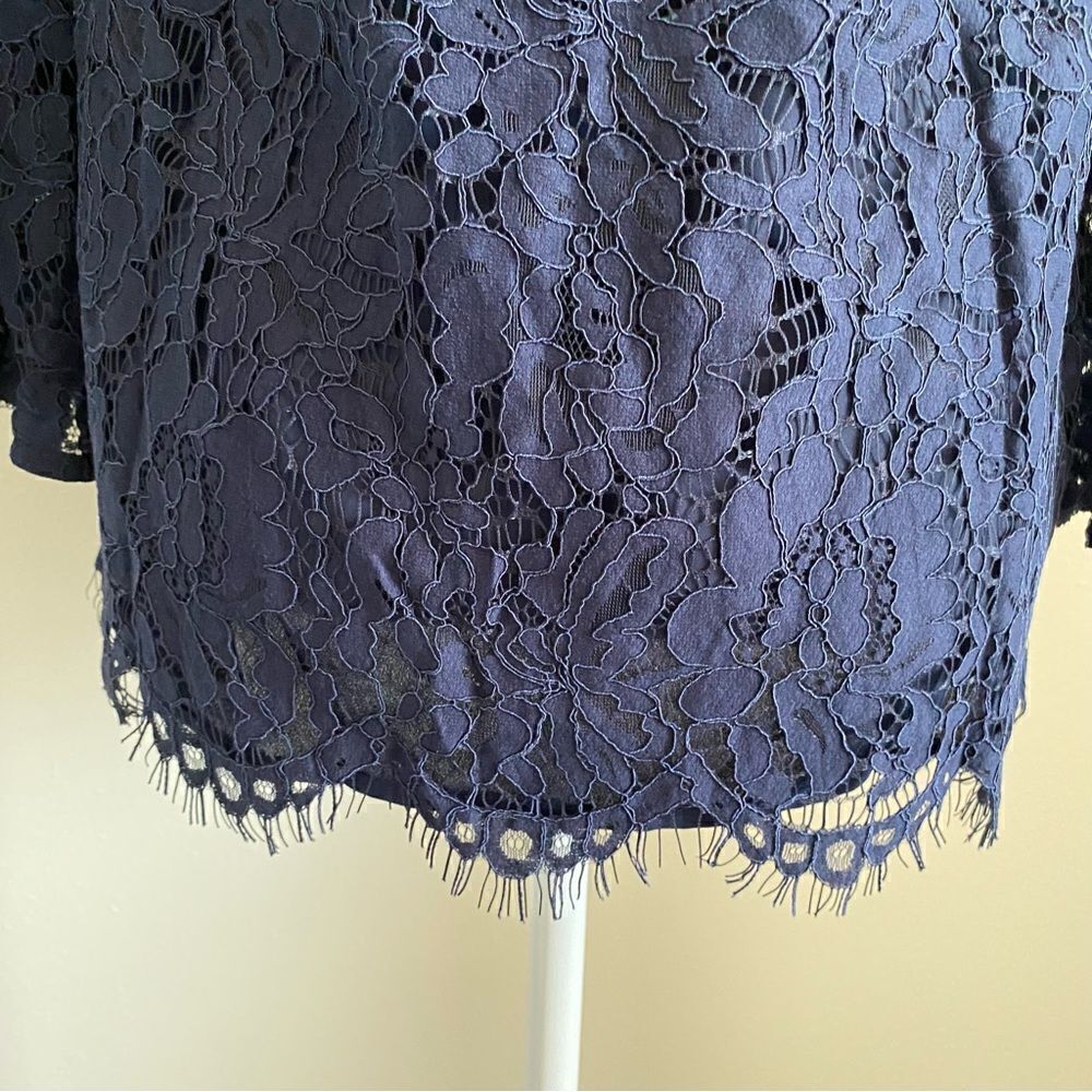 Chaser Woman’s Boho Lace Blouse Peasant Dark Blue Top M NEW - Picture 4 of 14